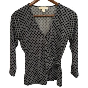 Michael Kors Faux Wrap V-Neck Woman’s Blouse Sz Small